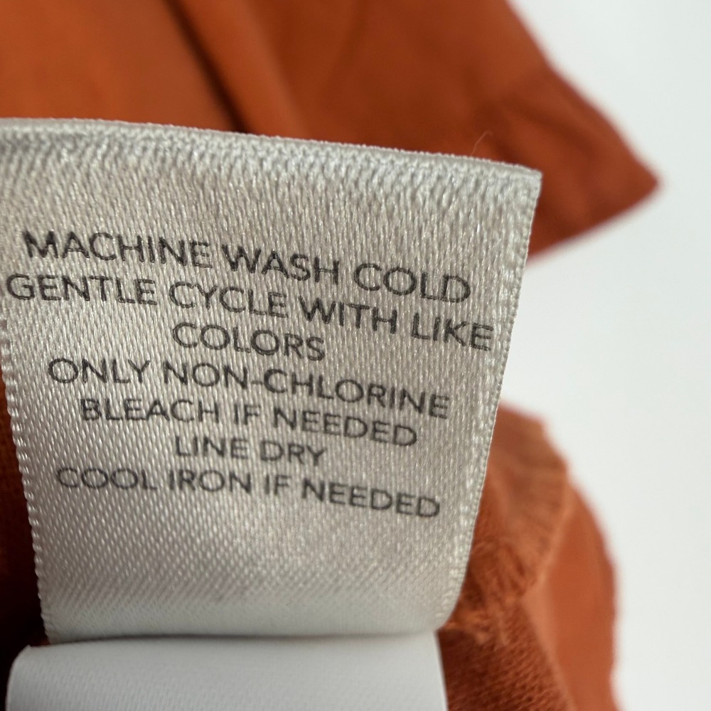 Christopher & Banks Top Women PM Rust Orange Linen Blend Peplum Boho Cottagecore - Picture 6 of 7